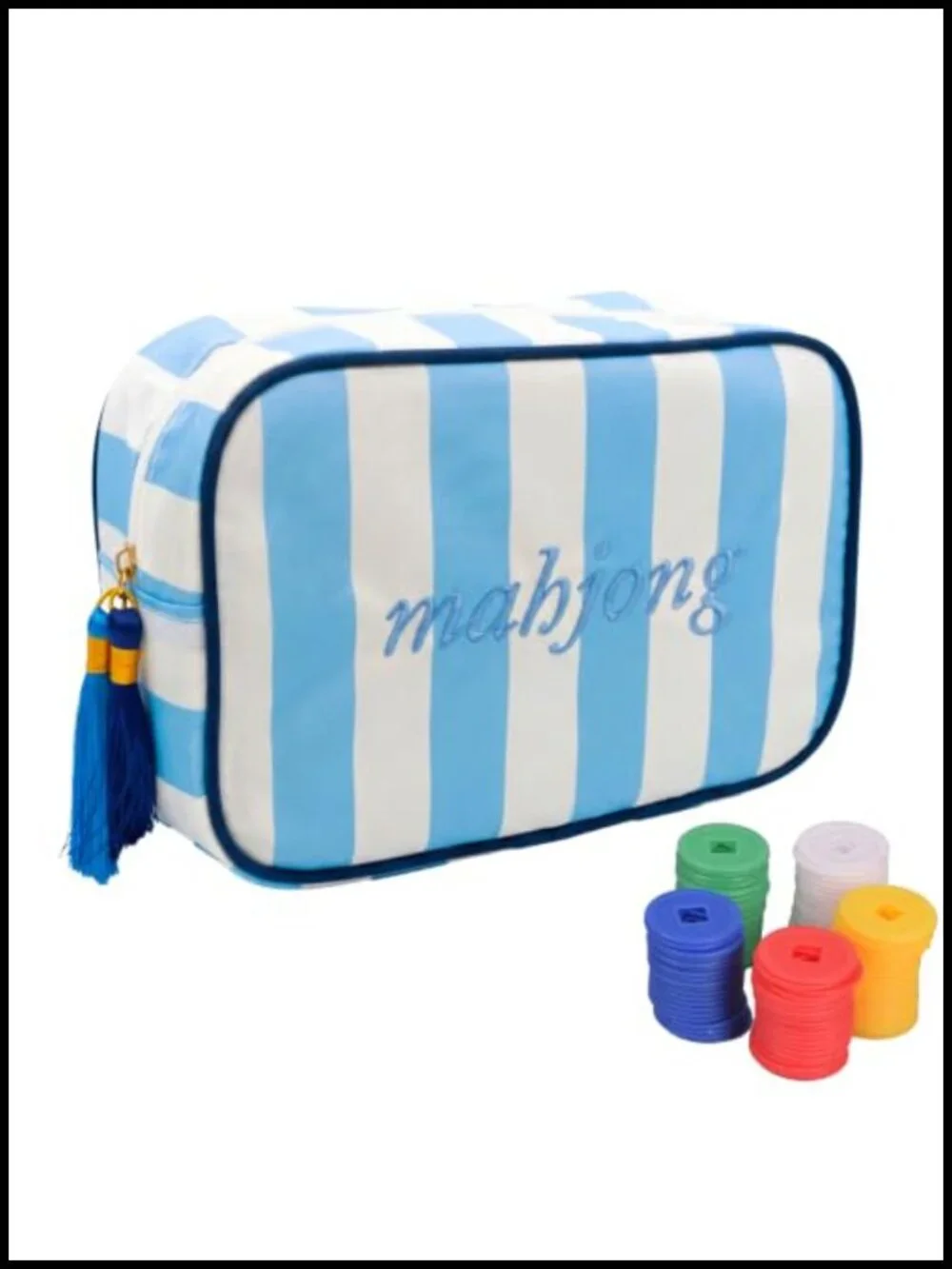 Mahjong Tile Bag - 166 Tile Storage Canvas Zipper Pouch for Board Game